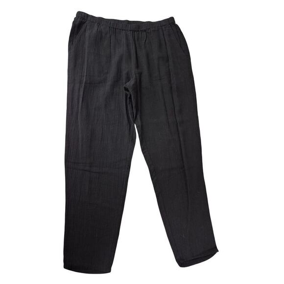 Eileen Fisher 100% Organic Cotton Tapered Ankle Black Pant Sz M NWT $178 - Picture 2 of 6